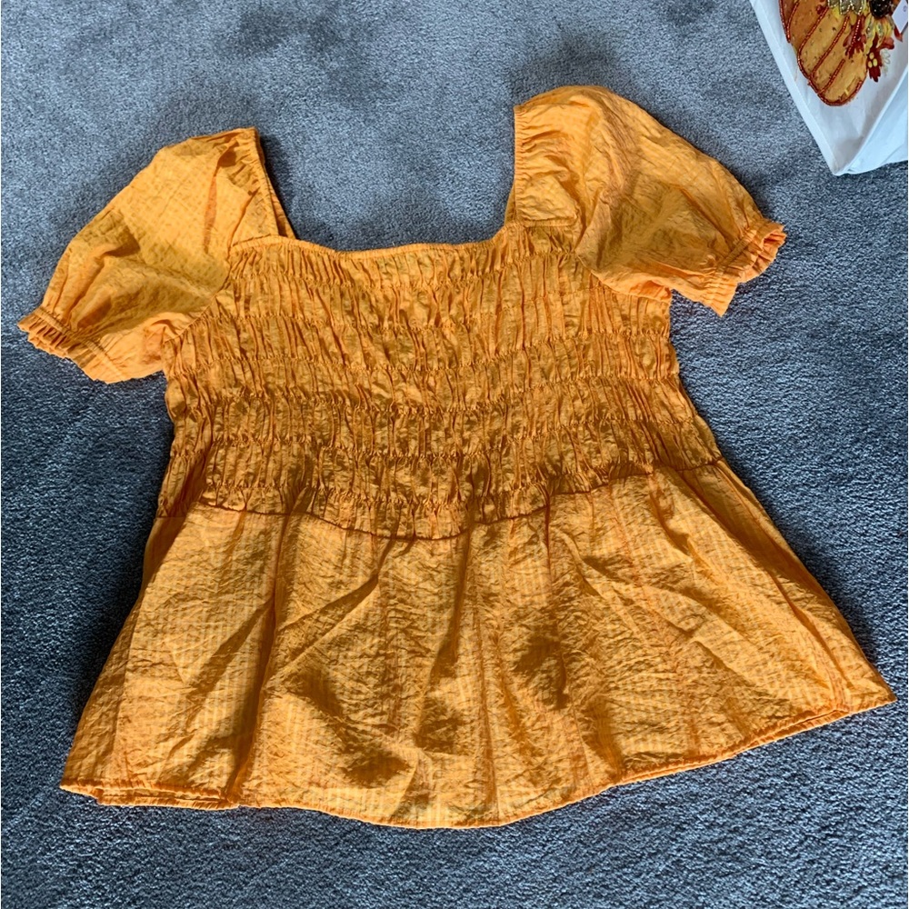 Lane Bryant square neck smocked blouse size 18
